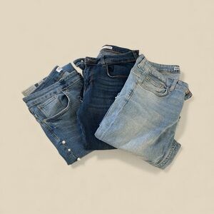 3 Zara Women's Cropped Jeans - Indigo and Sky Blue